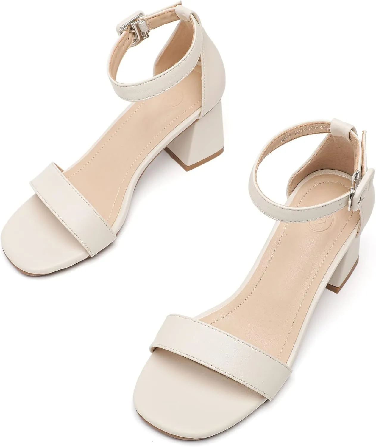 DADAWEN Women's Open Toe Ankle Strap Low Block Chunky Heels Sandals Bridesmaid Wedding Bridal Party Evening Homecoming Prom Dress Pump Shoes