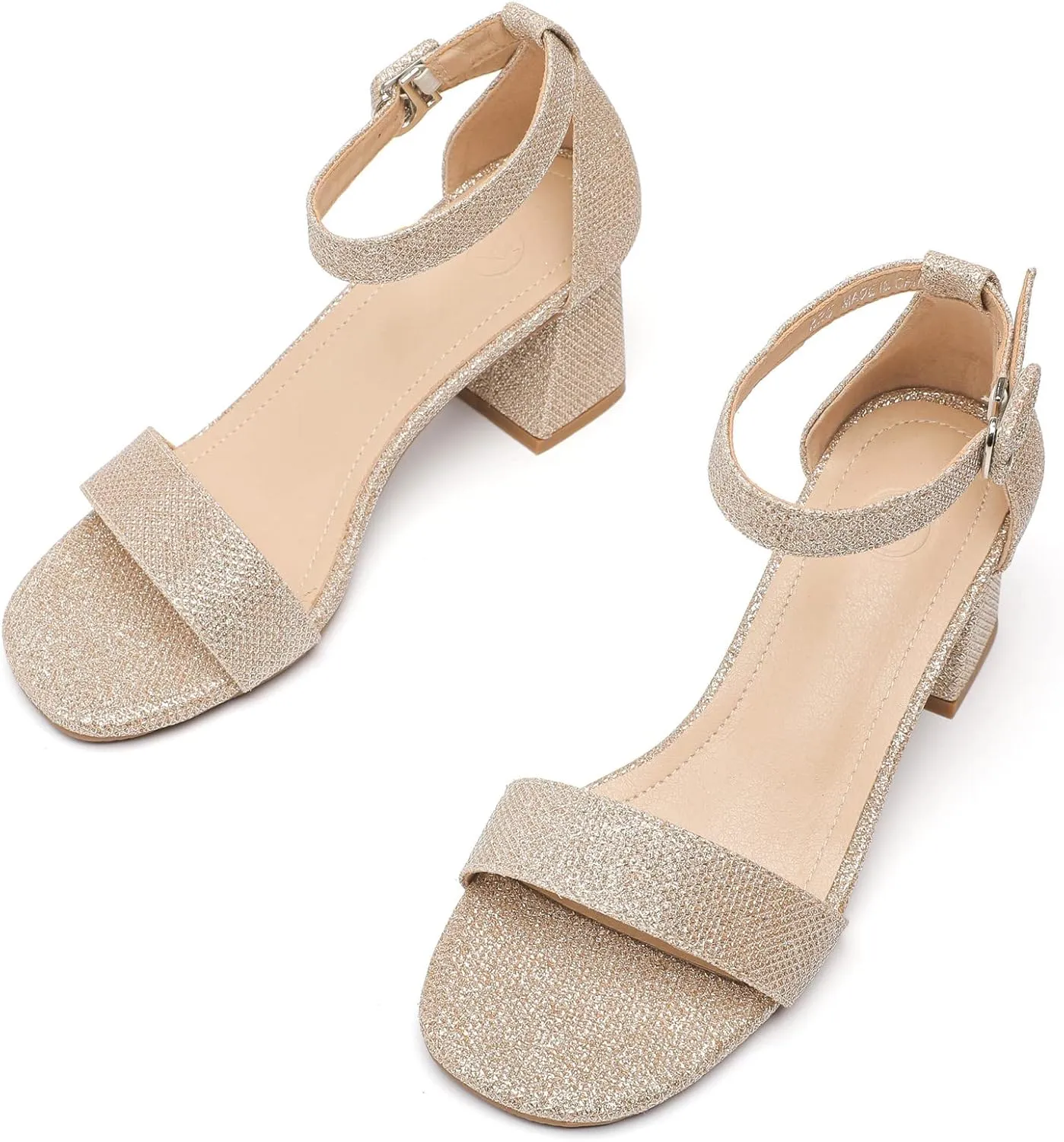 DADAWEN Women's Open Toe Ankle Strap Low Block Chunky Heels Sandals Bridesmaid Wedding Bridal Party Evening Homecoming Prom Dress Pump Shoes