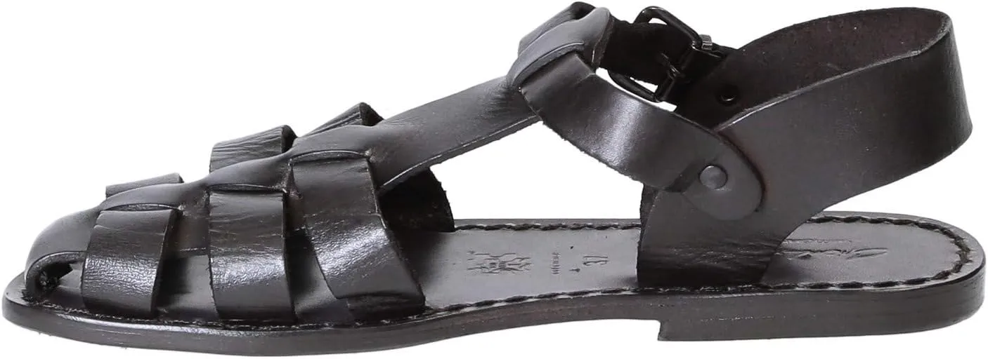Dark Brown Flat Sandals for Women Real Leather Handmade in Italy