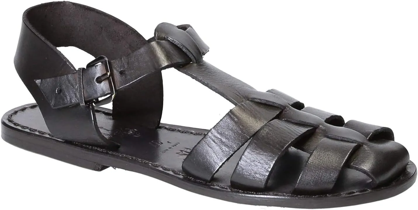 Dark Brown Flat Sandals for Women Real Leather Handmade in Italy