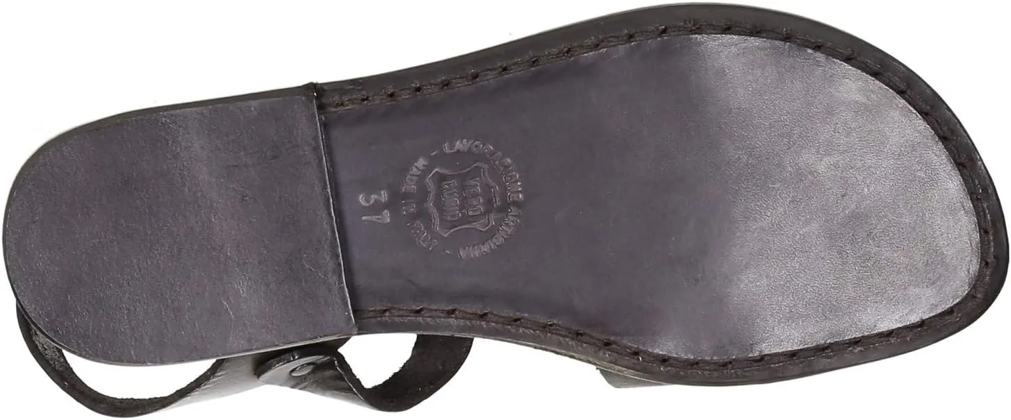 Dark Brown Flat Sandals for Women Real Leather Handmade in Italy
