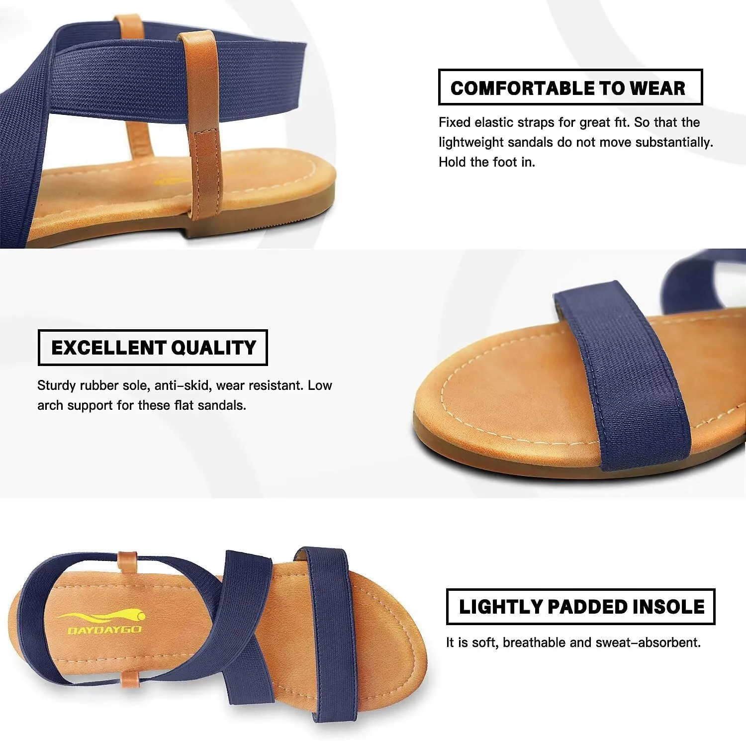 DAYDAYGO Women's Elastic Flat Sandals