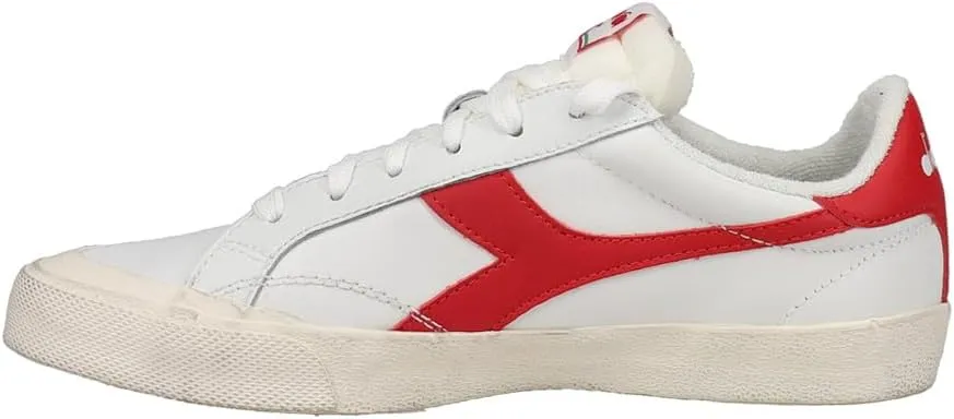 Diadora Mens Melody Leather Dirty Lace Up Sneakers Shoes Casual - Red, White