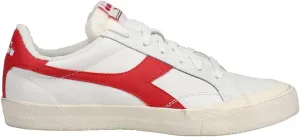 Diadora Mens Melody Leather Dirty Lace Up Sneakers Shoes Casual - Red, White
