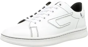 Diesel Y02869P4794 Men's Cow Leather Contrast Stitch Low-Cut Sneakers, white, 25.0 cm