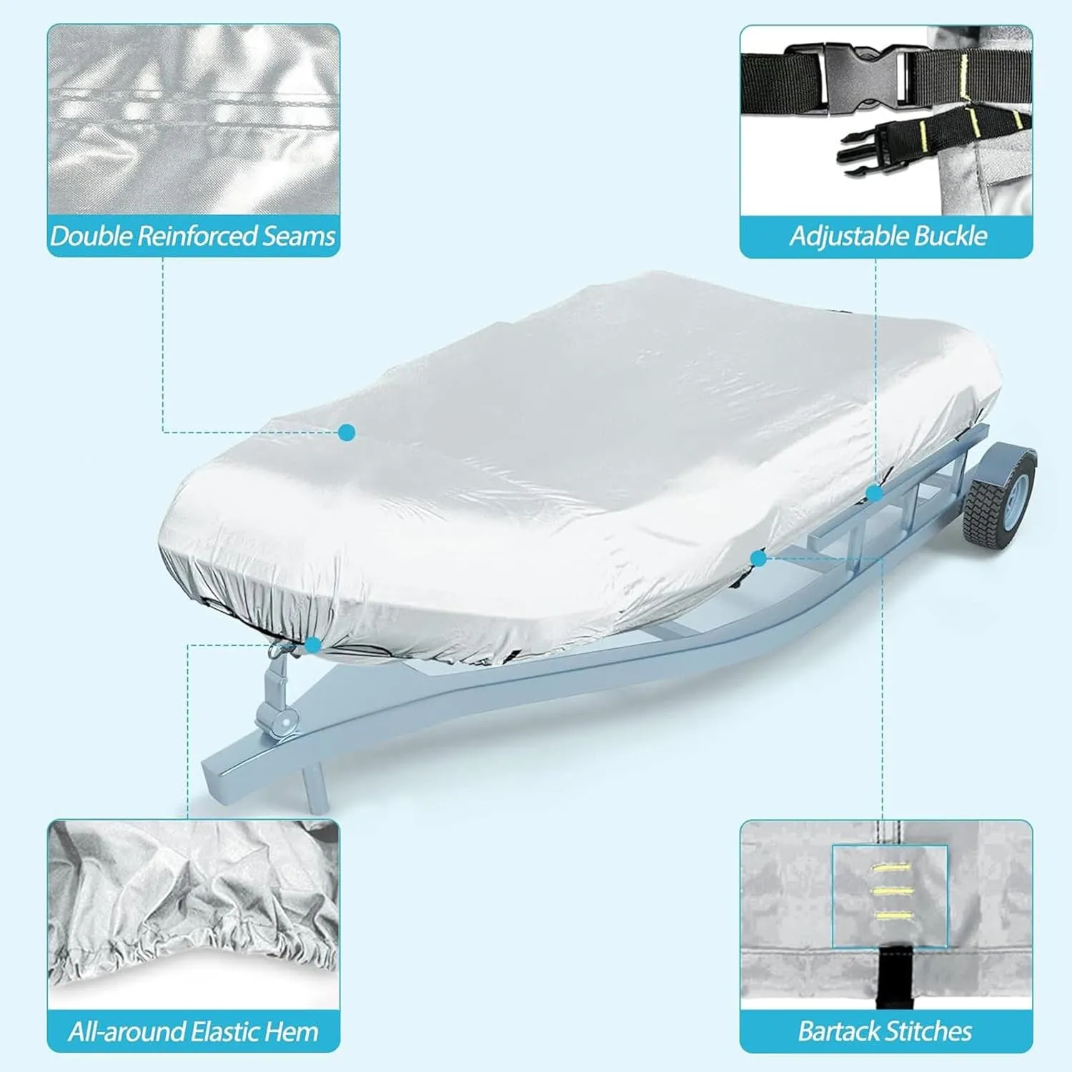 Dinghy Boat Cover 7 Sizes Boat Covers UV Resistant Small Boat Cover for Inflatable Boat and Dinghy,230 * 165 * 46cm