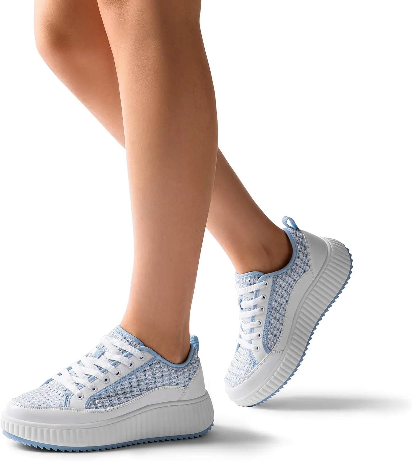 DREAM PAIRS Women Platform Chunky Lightweight Comfortable Casual Lace-Up Sky Walking Fashion Sneakers