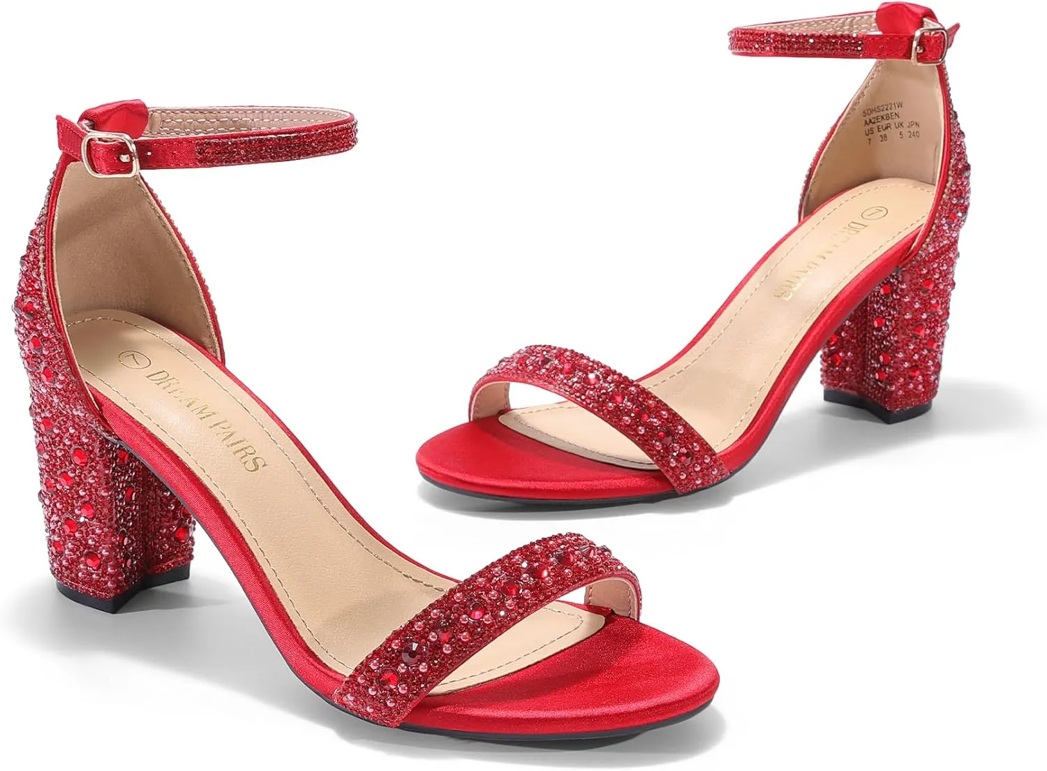 DREAM PAIRS Women's Chunk Low Heel Pump Sandals