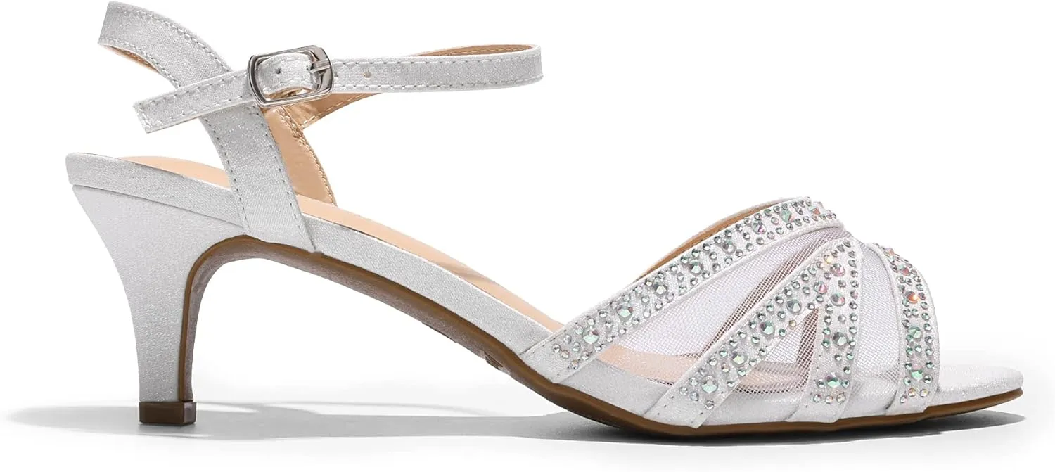 DREAM PAIRS Women's Nina Low Heel Pump Sandals