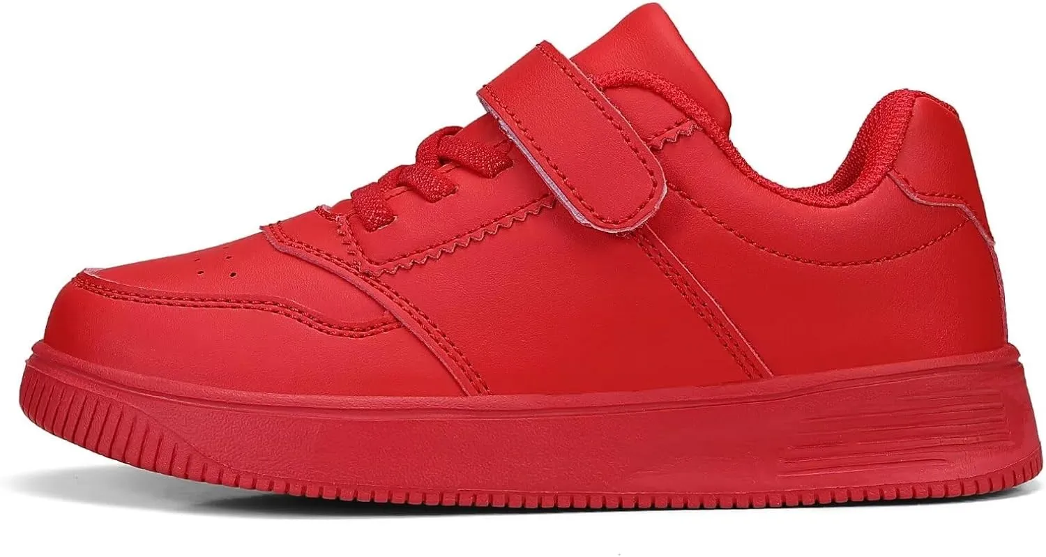 DSWED Black Boys Running Shoes for Girls Leather wear Athletic Kids Fashion Sneakers Tennis Shoes Big Kid Size