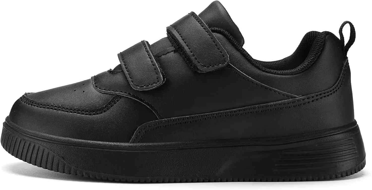 DSWED Black Boys Running Shoes for Girls Leather wear Athletic Kids Fashion Sneakers Tennis Shoes Big Kid Size