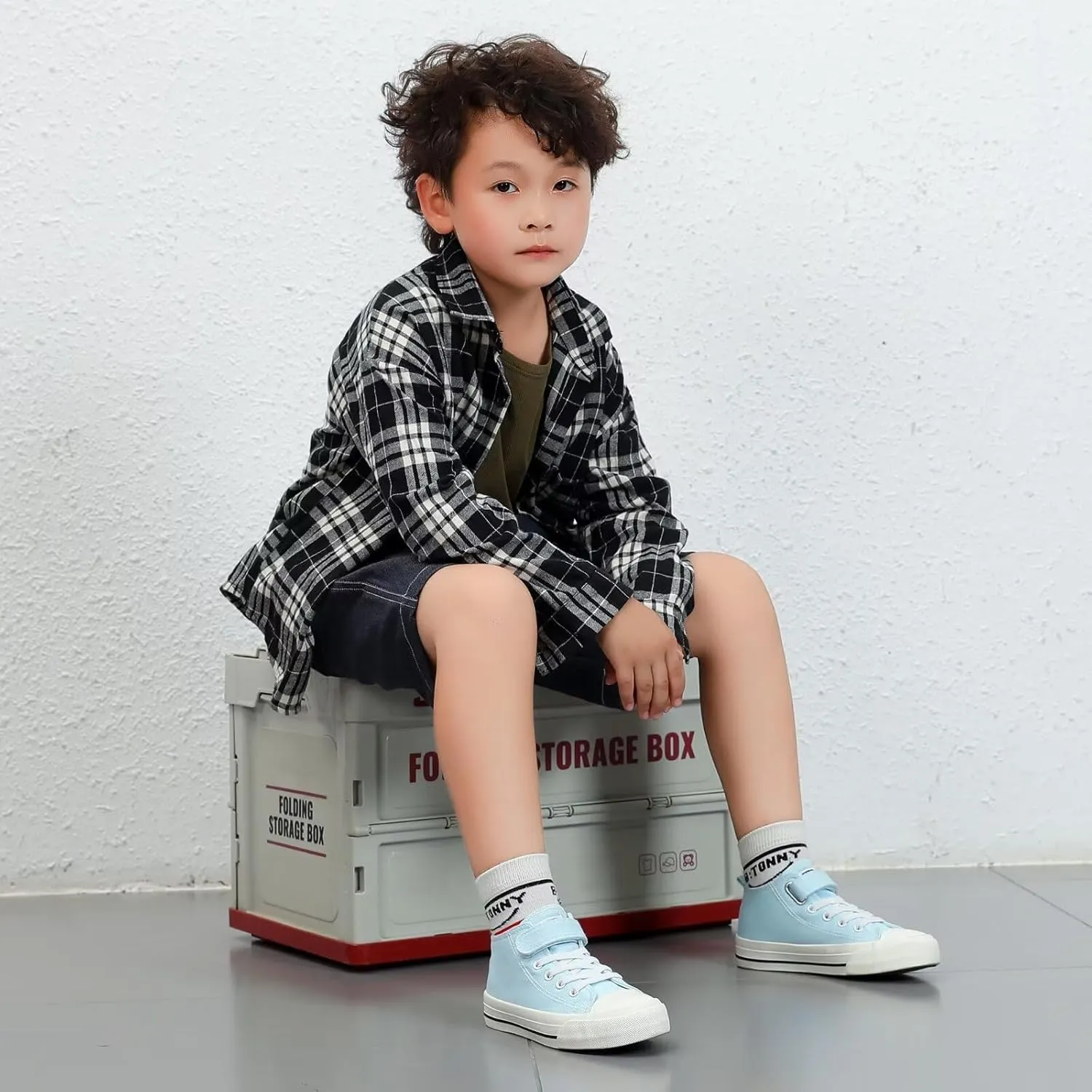 DSWED Toddler Little Kid Sneakers Boys and Girls Canvas Shoes High Top Casual Lightweight Classic Adjustable Strap Sneakers