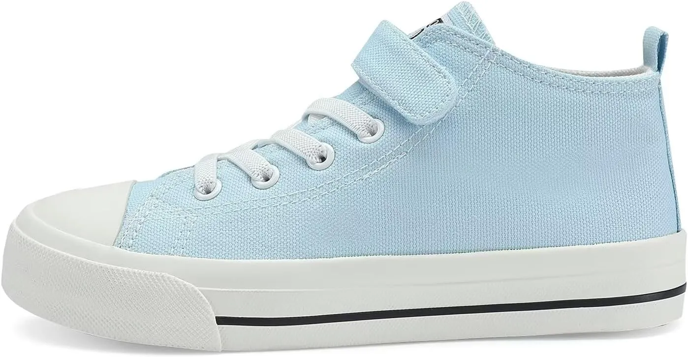 DSWED Toddler Little Kid Sneakers Boys and Girls Canvas Shoes High Top Casual Lightweight Classic Adjustable Strap Sneakers