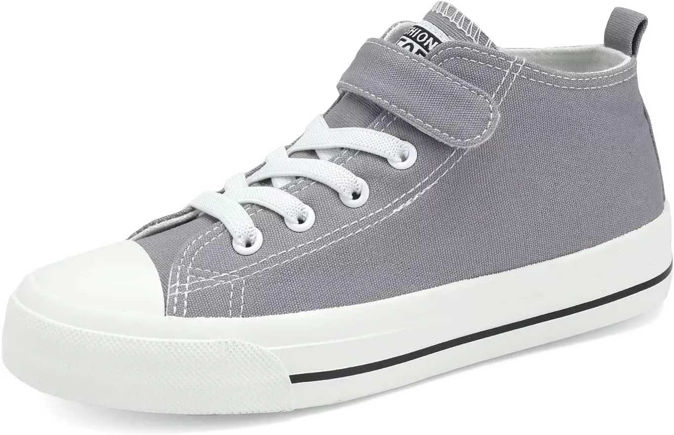 DSWED Toddler Little Kid Sneakers Boys and Girls Canvas Shoes High Top Casual Lightweight Classic Adjustable Strap Sneakers