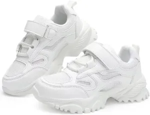 DSWED Unisex-Child Leather Lightweight Breathable Knit Athletic Running Sneakers for Kids Shoes for Boys Girls