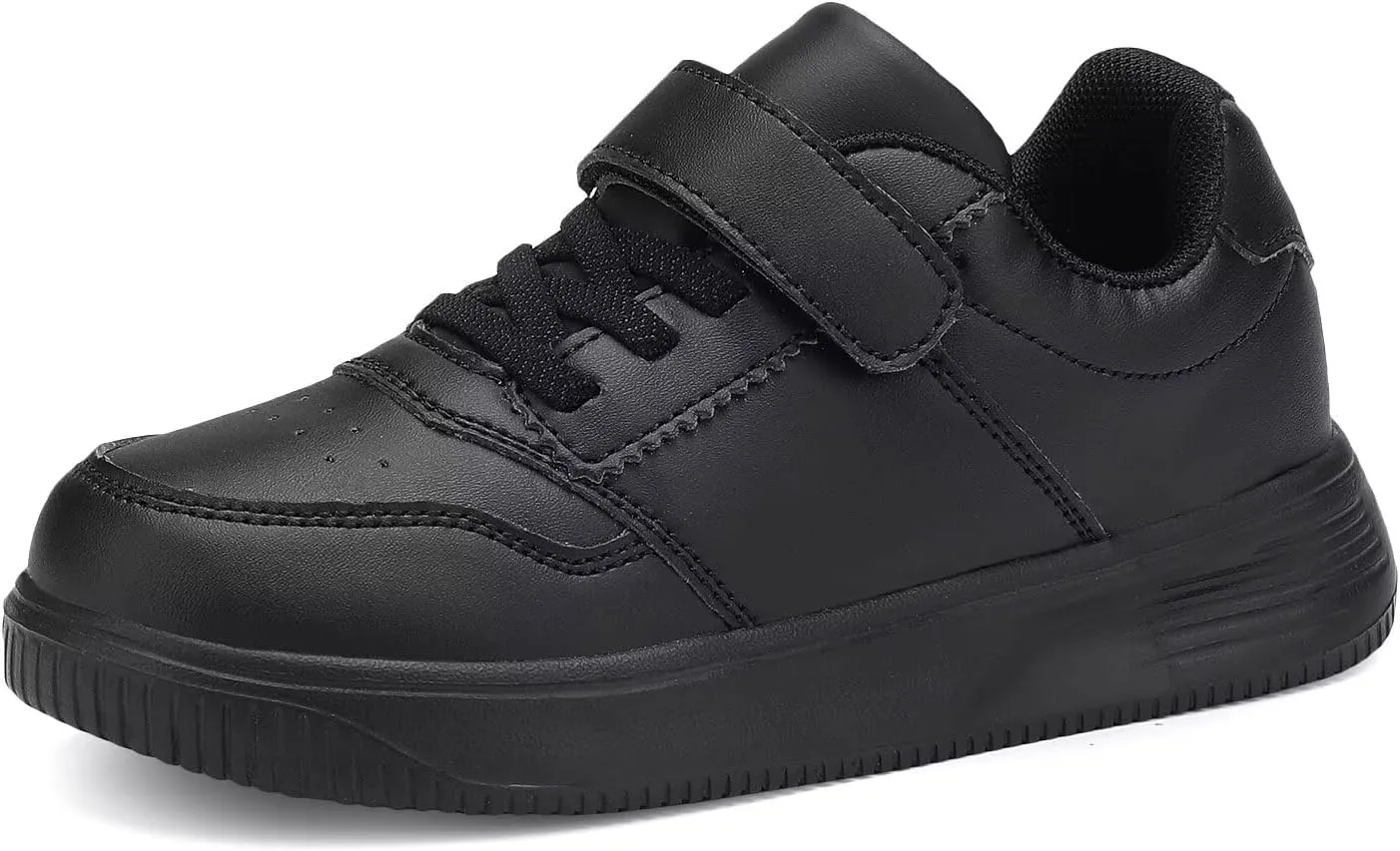 DSWED Unisex-Child Leather Lightweight Breathable Knit Athletic Running Sneakers for Kids Shoes for Boys Girls