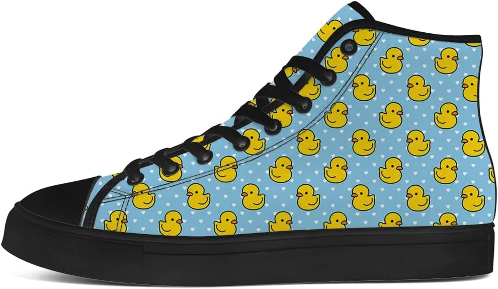 Duck High Top Canvas Shoes for Men Women Cartoon Duck High Top Sneakers Lace Up Casual Shoes Gifts for Girls Boys