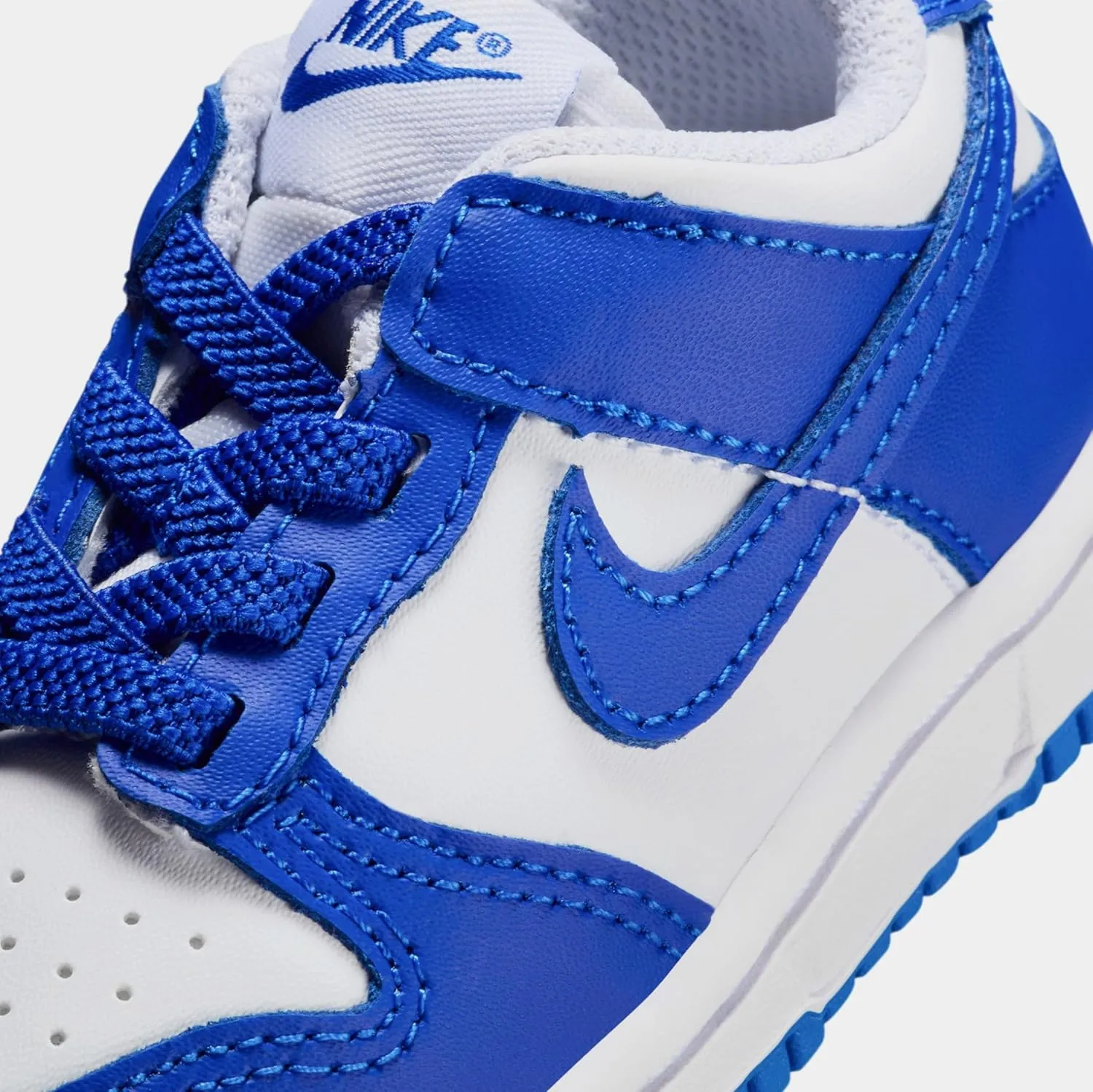 Dunk Low Infant Toddler Basketball Shoes (White/Hyper Royal/Hyper Royal) (FB9107-131, Blue/White)