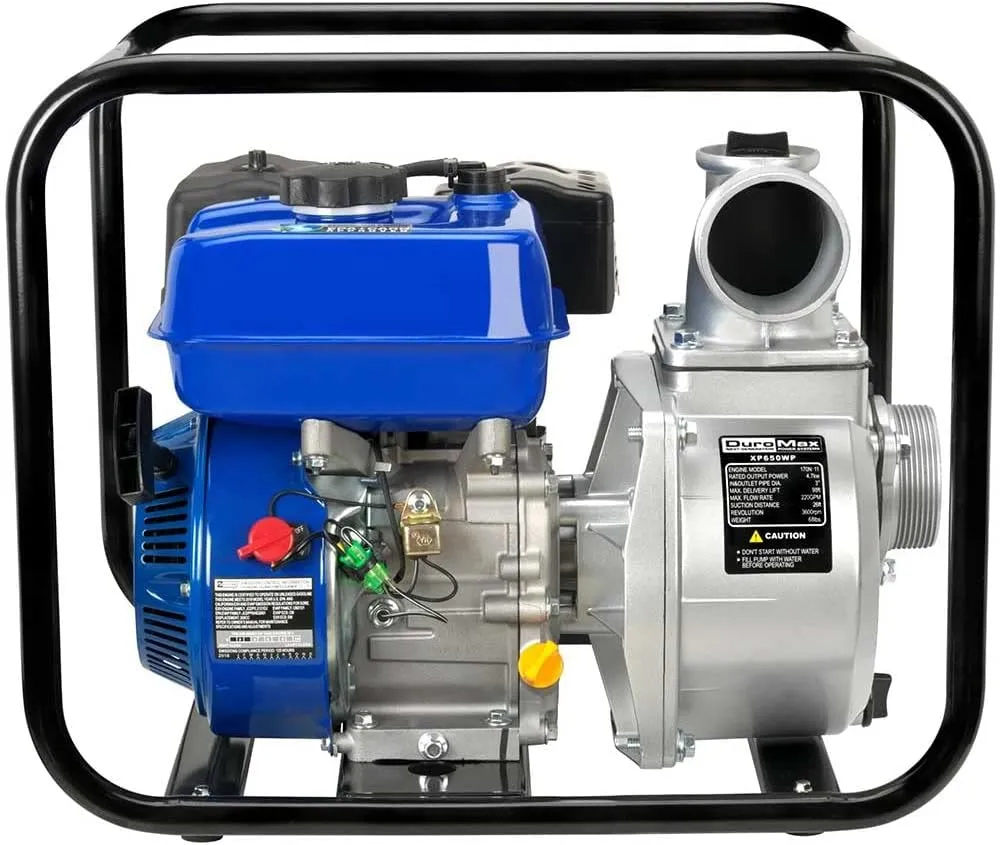 DuroMax XP650WP 208cc 220-Gpm 3,600-Rpm 3-Inch Gasoline Engine Portable Water Pump, 50 State Approved, XP650WP, Blue