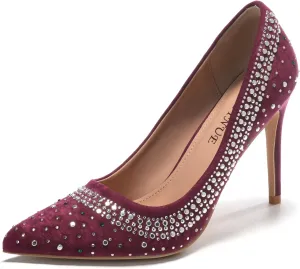 EBYNUE Women's Pumps Sexy Rhinestone High Heels 4 inch Pointed Closed Toe Stiletto Heel Evening Party Wedding Comfortable Dress Shoes