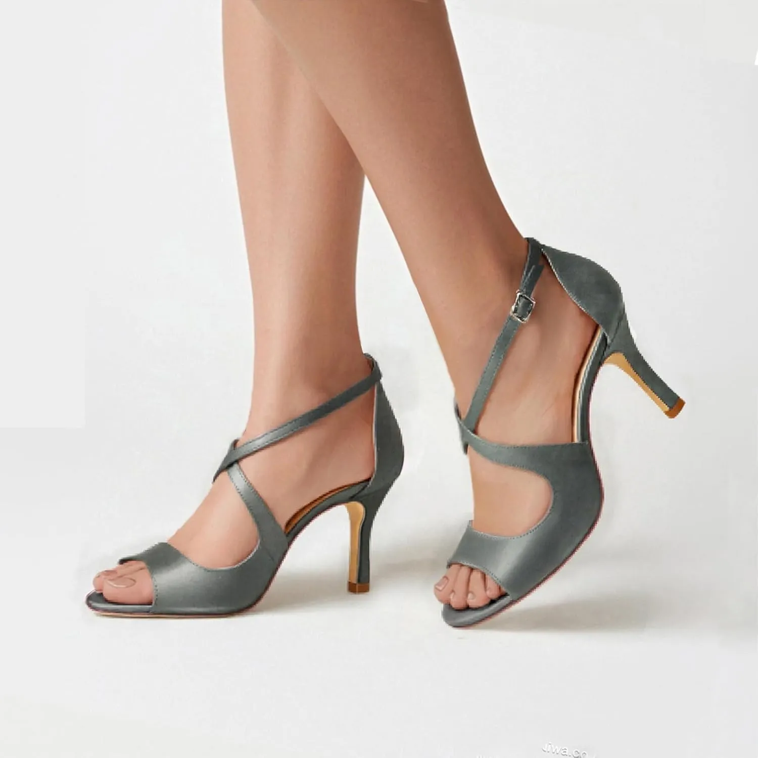 ELEGANTPARK Sandals for Women Peep Toe High Heels Cross Strappy Wedding Evening Dress Shoes Buckle Stain