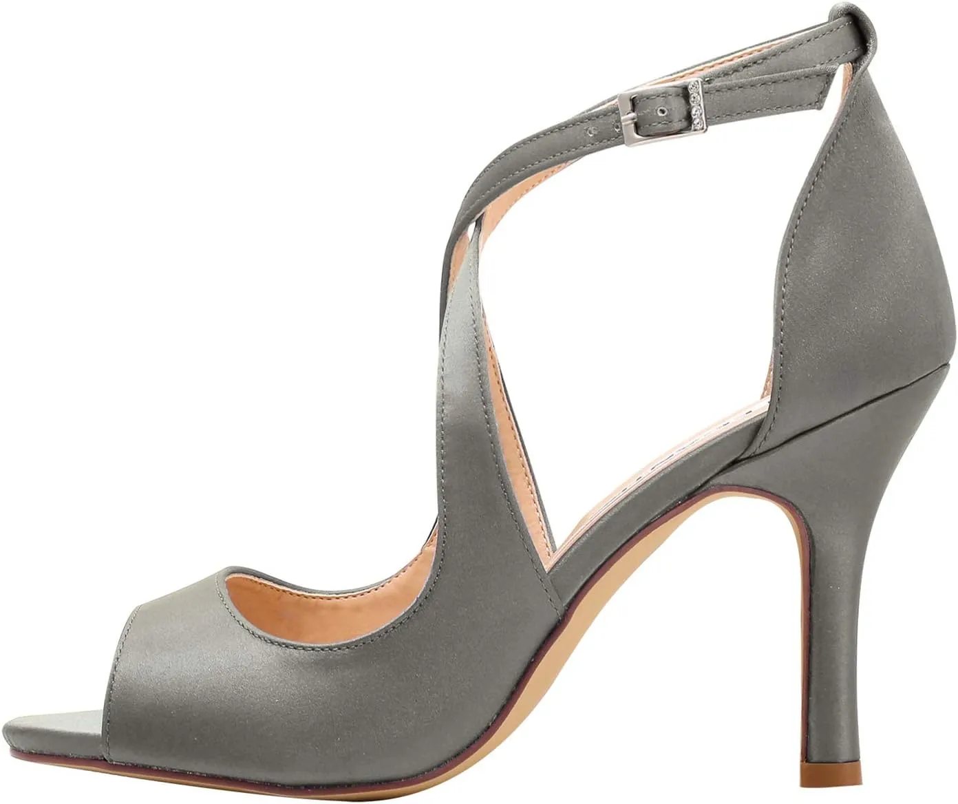 ELEGANTPARK Sandals for Women Peep Toe High Heels Cross Strappy Wedding Evening Dress Shoes Buckle Stain