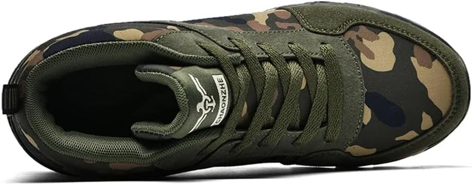Elevator Shoes for Women Camouflage Female Running Footwear Casual Sneakers Sport Woman Lady Camo Leisure High Shoe 6cm Outdoor Climbing Hiking Girl Hidden Heel Canvas Sneakers Army Green