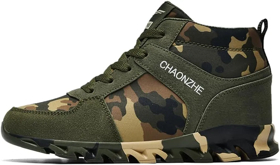 Elevator Shoes for Women Camouflage Female Running Footwear Casual Sneakers Sport Woman Lady Camo Leisure High Shoe 6cm Outdoor Climbing Hiking Girl Hidden Heel Canvas Sneakers Army Green