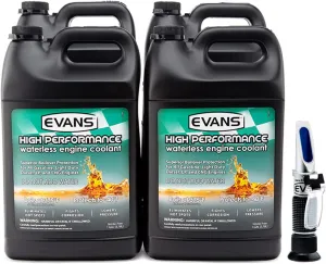 Evans Coolant EC53001 High Performance Waterless Coolant, 4 Gallon Pack, with Analog Refractometer E2196 Designed to Accurately Test for Residual Water Content