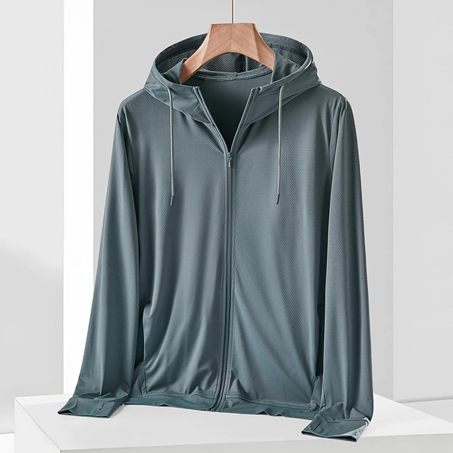 Exquisite UV Proof Hoodies Sunwear Jackets for Men Ice Feeling Outdoor Going Out Long-sleeve Loose Sun Protection Coat