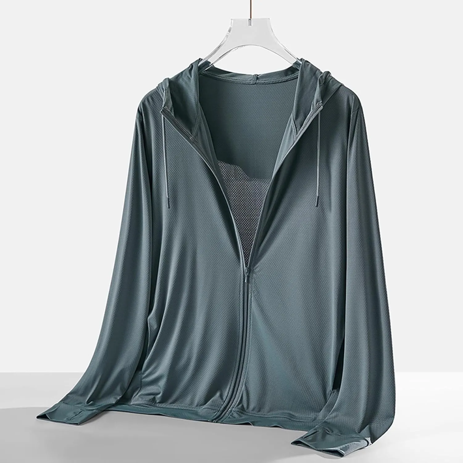 Exquisite UV Proof Hoodies Sunwear Jackets for Men Ice Feeling Outdoor Going Out Long-sleeve Loose Sun Protection Coat