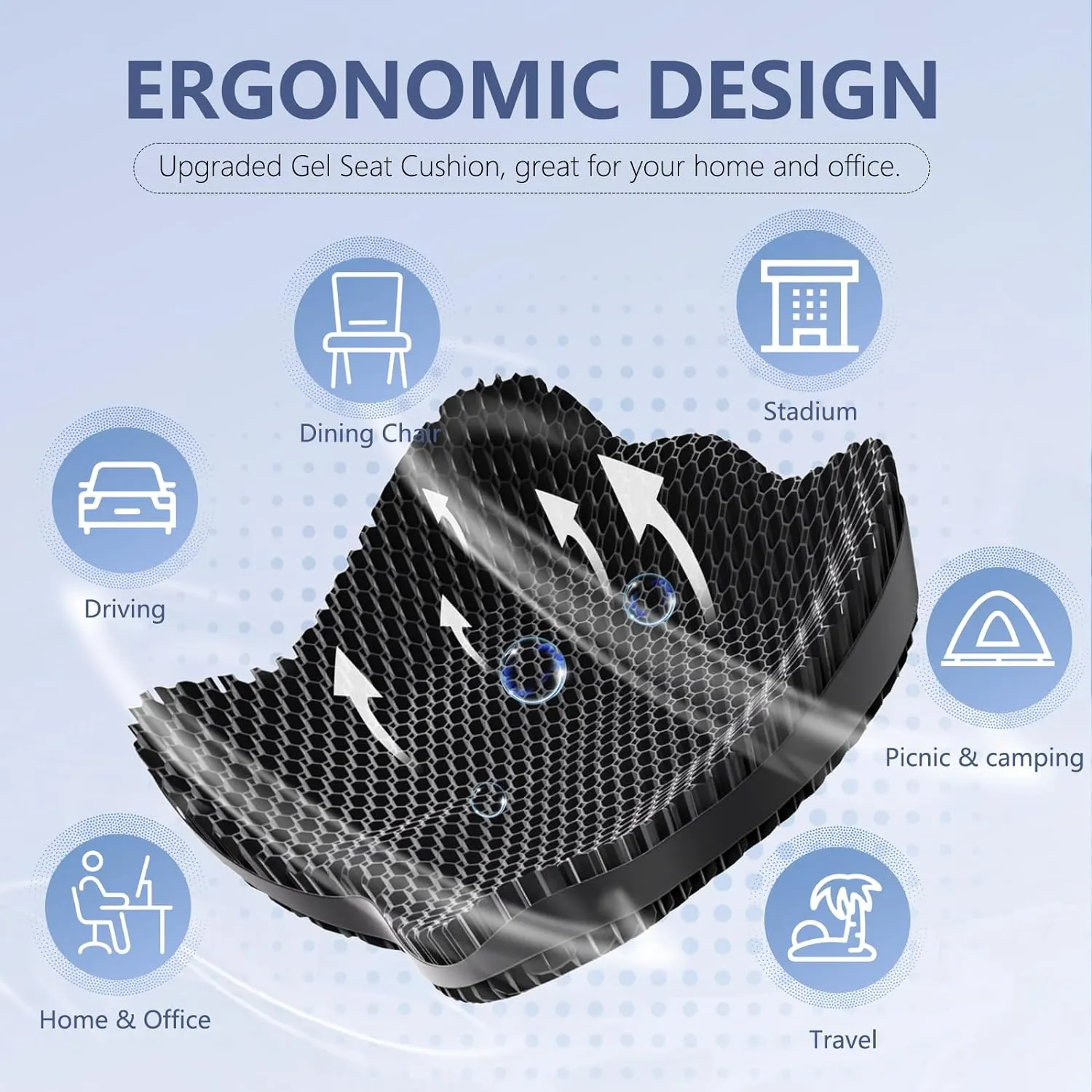 Extra Thicker Kayak Seat Cushion, Waterproof Kayak Gel Seat Cushion for Long Sitting Coccyx Sciatica Pain Relief Boat Cushion Kayak Accessories Pad for Fishing Canoe Rowing Stadium