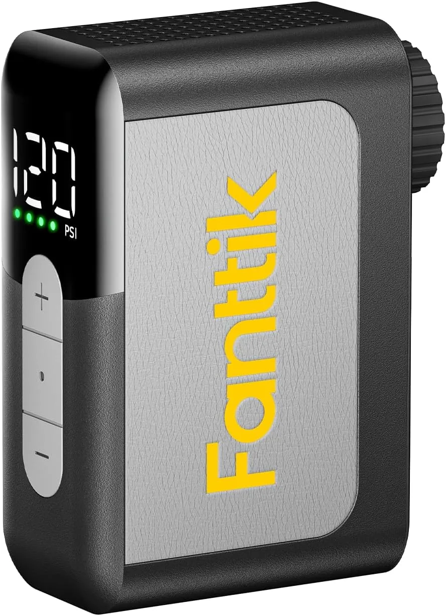 Fanttik X10 Ace Mini Tiny Bicycle Pump with Gauge, 120PSI Electric Bike Pump with Presta and Schrader Valve, Auto Stop, Fast Inflation for Road Bike