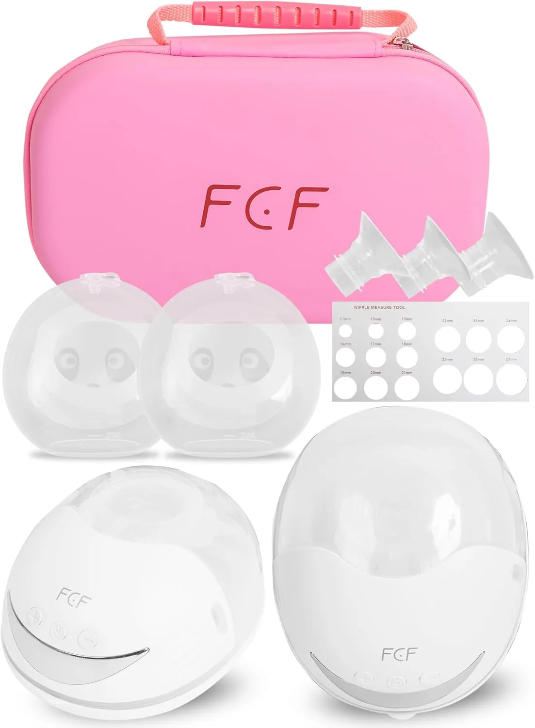 FCF Breast Pump E1 | Hands Free Breast Pump 4 Modes & 12 Levels,Wearable Breast Pump,Memory Function, Rechargeable,with 4 Size Flange,& Breast Milk Collector,2 Pack, White