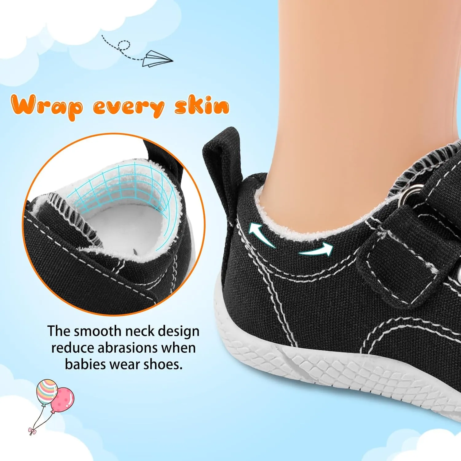 FEETCITY Baby Canvas Shoes Boys Girls Baby First Walking Shoes Infant Crib Shoes Slip On Sneakers
