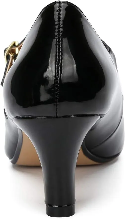 fereshte Women's Men's Mary Jane Hollow Out Round Toe Mid Kitten Heel Pumps Shoes