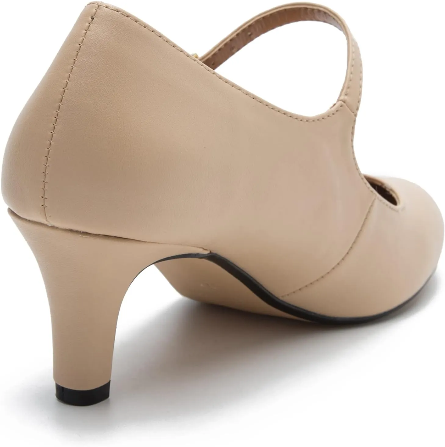 fereshte Women's Men's Mary Jane Hollow Out Round Toe Mid Kitten Heel Pumps Shoes