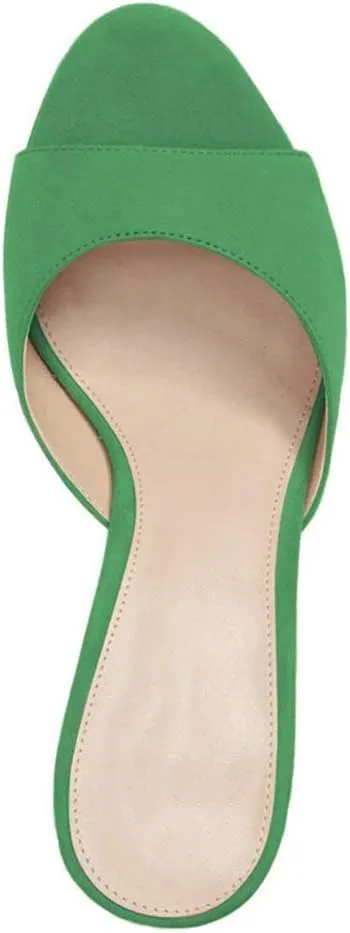 Fericzot Low Heel Mules Slip on Kitten Peep Toe Sandals Dress Pump Slides Backless Slingback Summer Slipper for Women