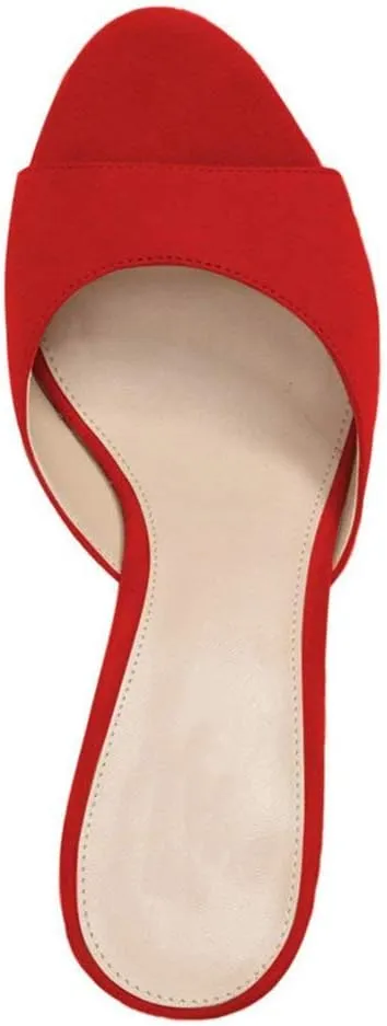 Fericzot Low Heel Mules Slip on Kitten Peep Toe Sandals Dress Pump Slides Backless Slingback Summer Slipper for Women