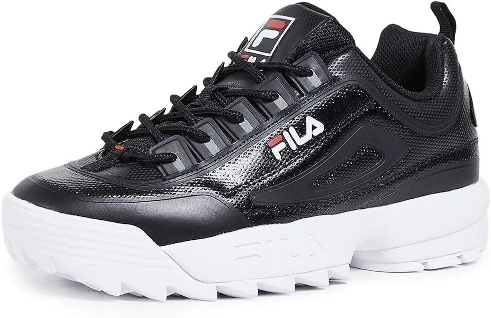 Fila Men's Disruptor II No-Sew Sneakers Black/Red/White 8.5