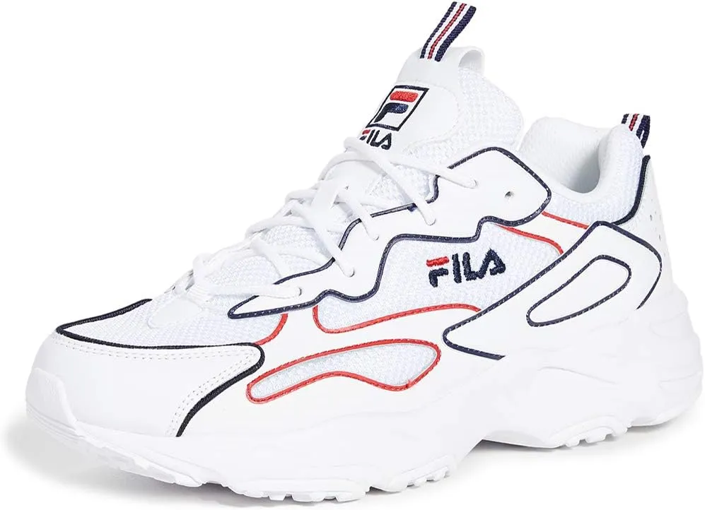 Fila Men's Ray Tracer Contrast Piping Sneakers, White Navy Red, 9.5 Medium US