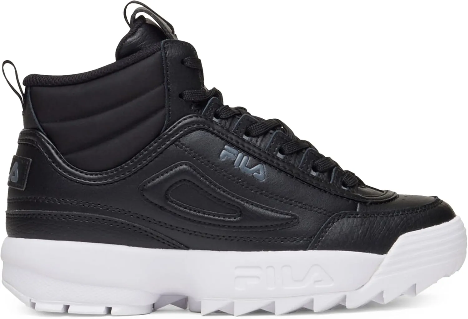 Fila Women's Disruptor II Mid Sneakers, Black/Black/White, US 7 M