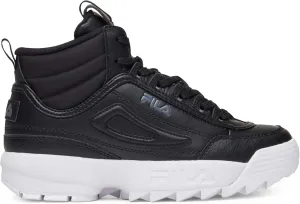 Fila Women's Disruptor II Mid Sneakers, Black/Black/White, US 7 M