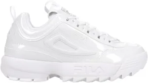 Fila Women's Disruptor II Shine Metallic Shoes, White/White/White - 6
