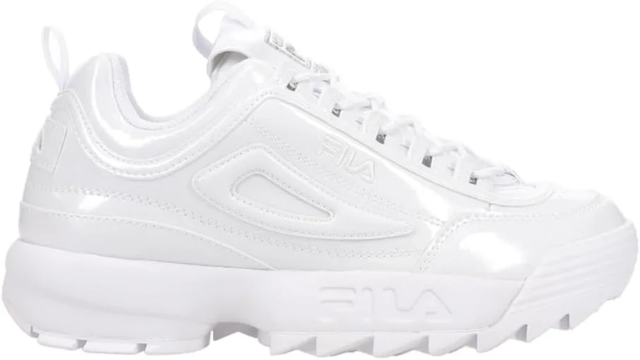 Fila Women's Disruptor II Shine Metallic Shoes, White/White/White - 6