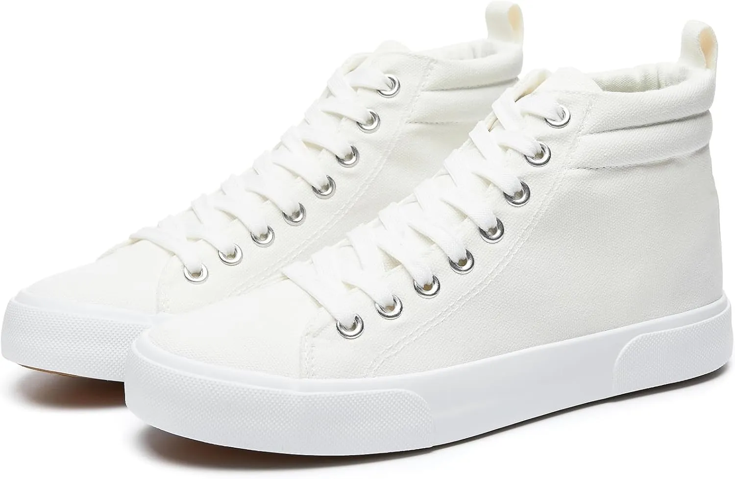 FINIWOR Womens High top Sneakers Canvas Shoes Lace up Black Sneakers Casual Shoes for Women