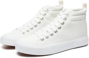 FINIWOR Womens High top Sneakers Canvas Shoes Lace up Black Sneakers Casual Shoes for Women