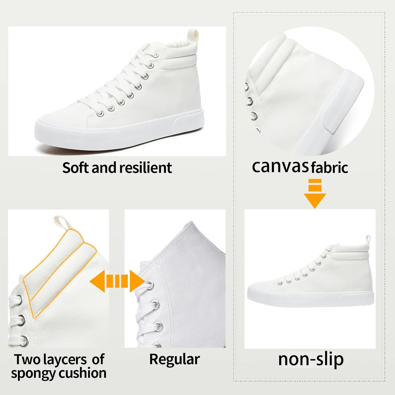 FINIWOR Womens High top Sneakers Canvas Shoes Lace up Black Sneakers Casual Shoes for Women