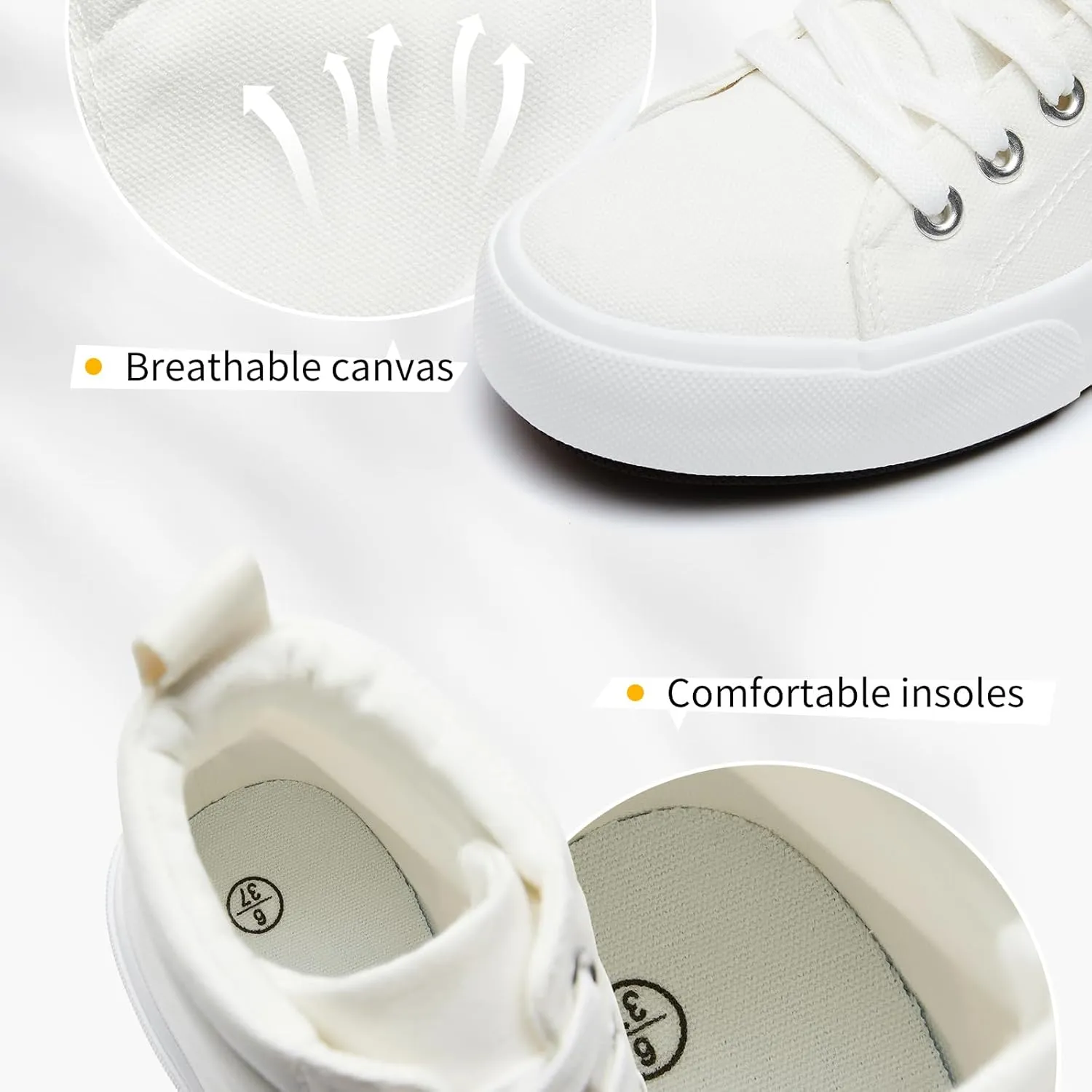 FINIWOR Womens High top Sneakers Canvas Shoes Lace up Black Sneakers Casual Shoes for Women