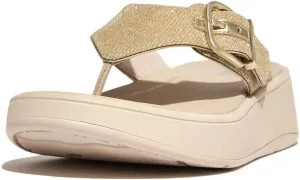 FitFlop Women's F-Mode Buckle Shimmerlux Flatform Toe-Post Sandals Wedge